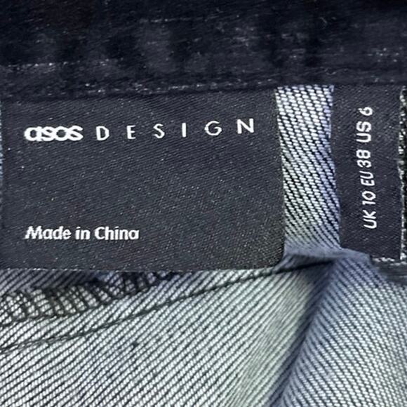 ASOS Design Blue Velvet Velour Mini Straight Pencil Denim Jeans Skirt Size 6 - Picture 5 of 6